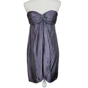 BCBG Paris Iridescent Purple Mini Dress Semi-Formal Ruched Bust Sz 2 Strapless